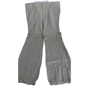 Y2K Armani Exchange Jogger Pants Women's 10 Khaki Linen Blend Cinch Ankle